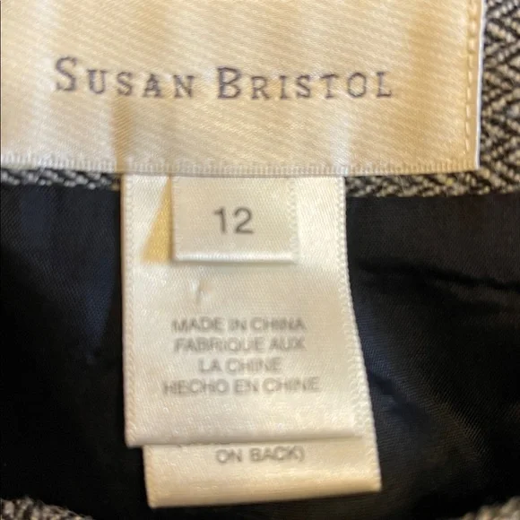 Susan Bristol Herringbone Fringe Hem Skirt Size 12 Vintage A-Line - Picture 7 of 10